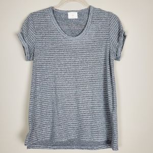 t.la (Anthropologie)Gray & Silver striped t-shirt